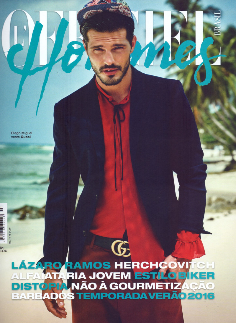 Diego Miguel featured on the L\'Officiel Hommes Brazil cover from September 2015