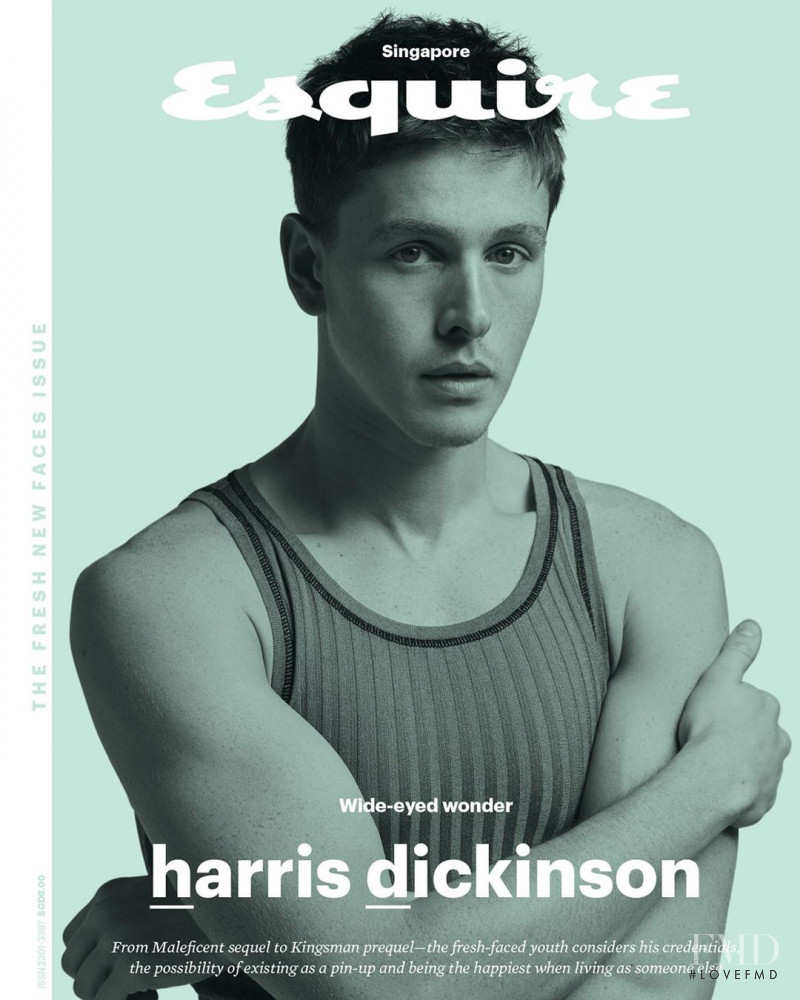 Harris Dickinson featured on the Esquire Singapore cover from February 2020