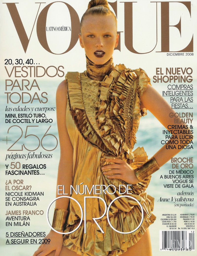 Anne Vyalitsyna featured on the Vogue Latin America cover from December 2008