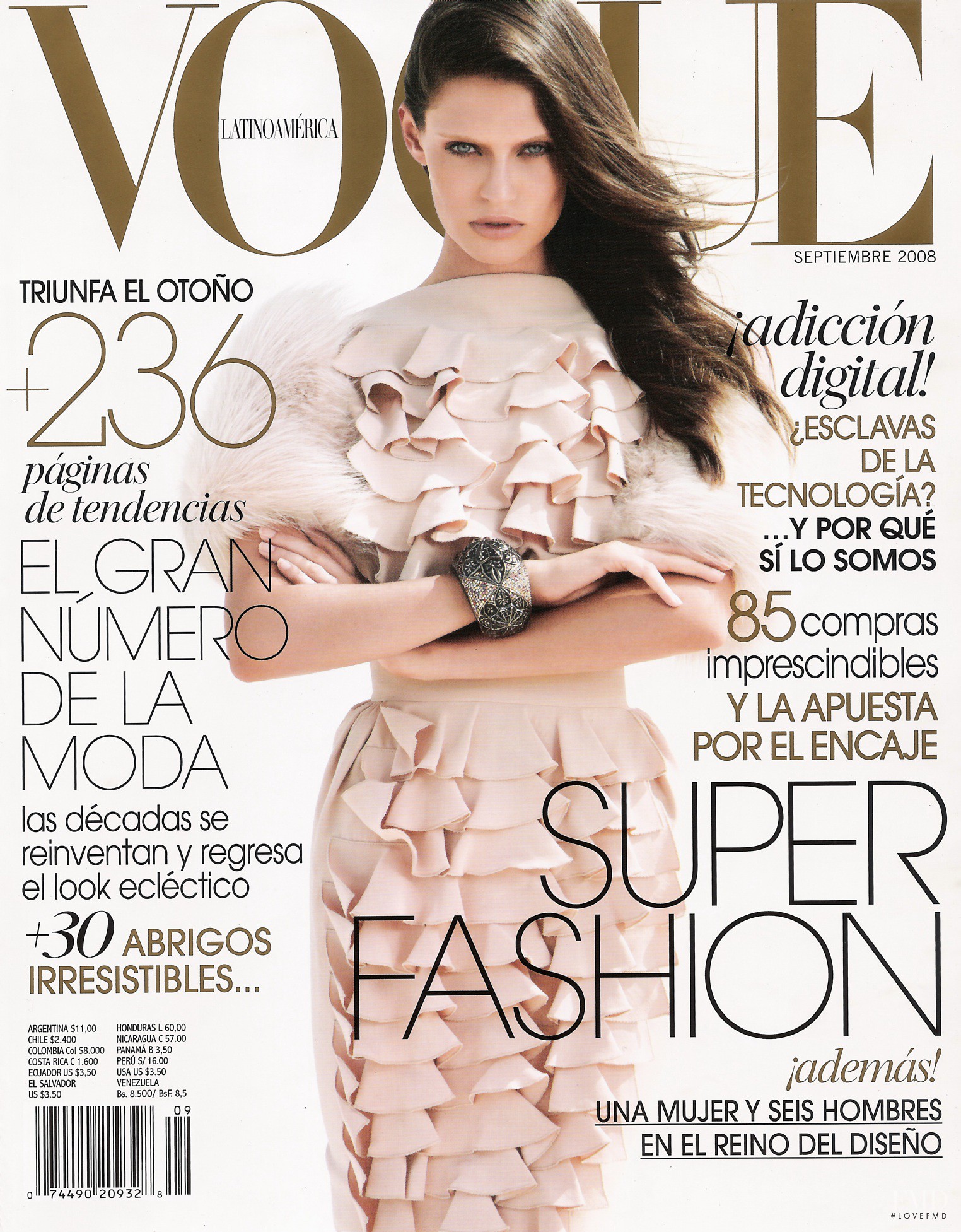 Cover of Vogue Latin America with Bianca Balti, September 2008 (ID:9987 ...