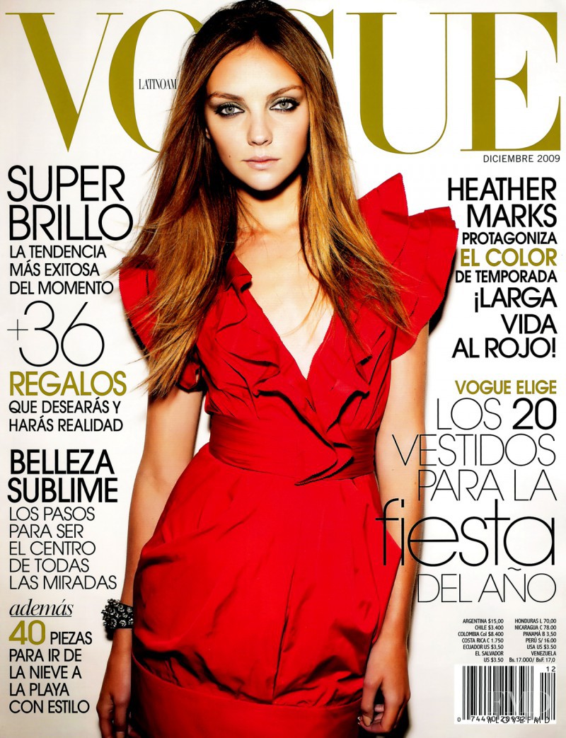 Heather Marks featured on the Vogue Latin America cover from December 2009