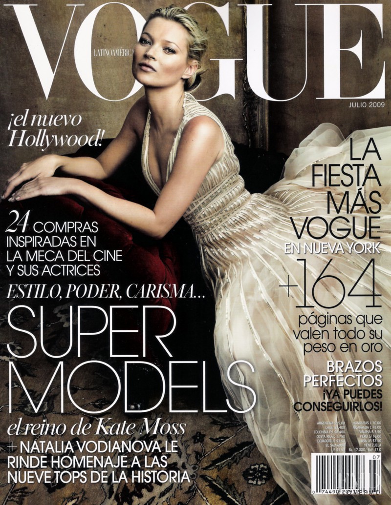 Kate Moss featured on the Vogue Latin America cover from July 2009