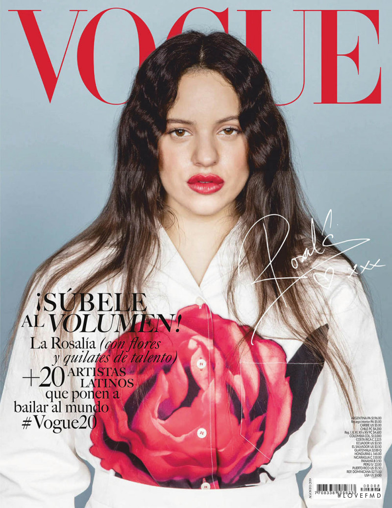 Rosalía featured on the Vogue Latin America cover from August 2019