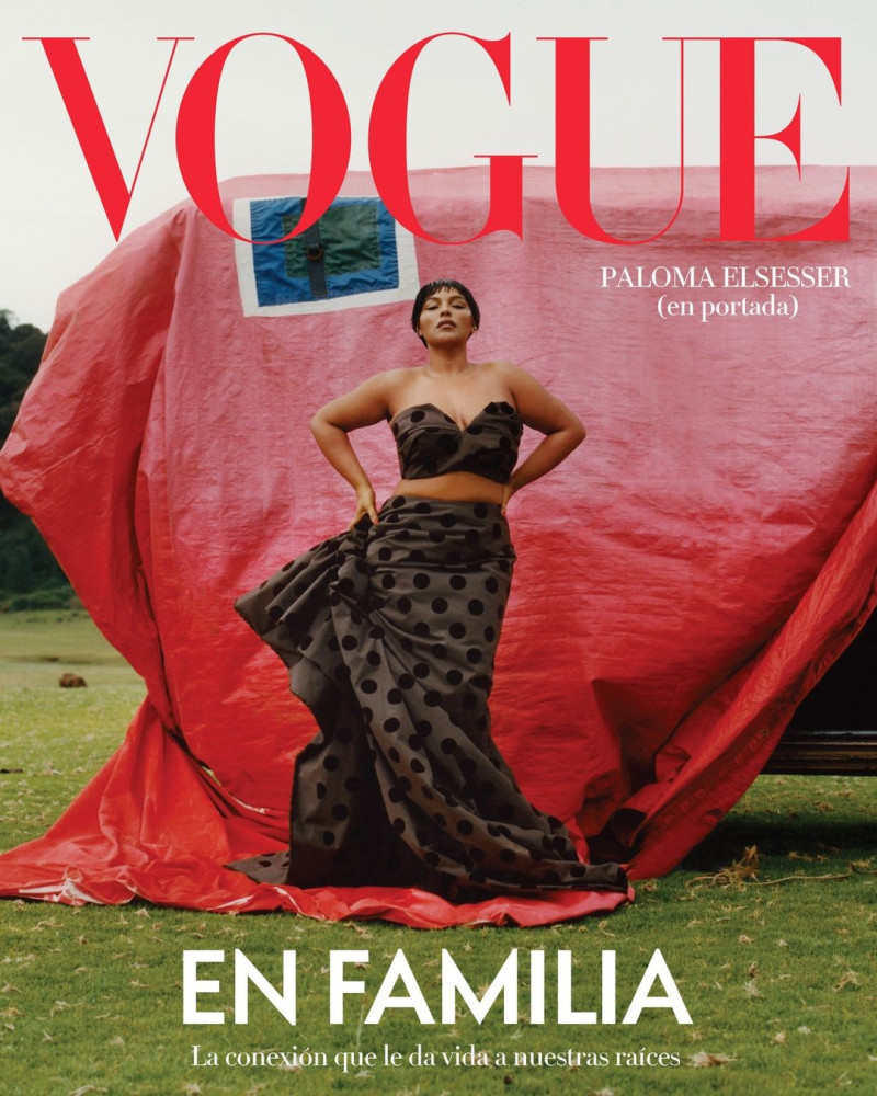 Paloma Elsesser featured on the Vogue Latin America cover from December 2023