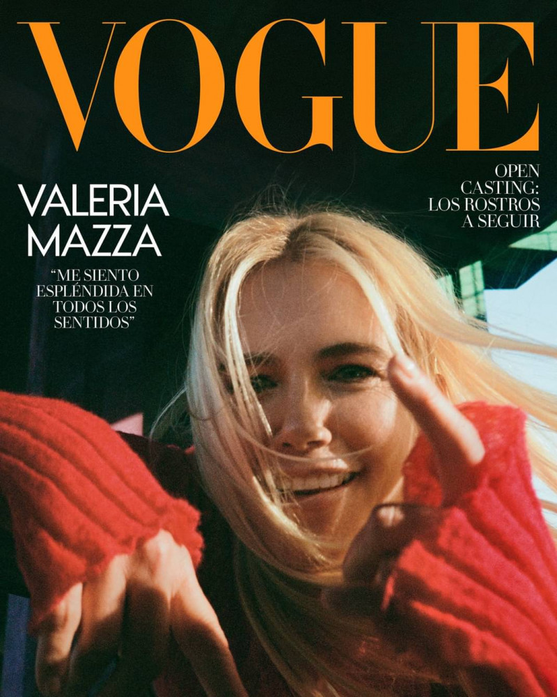 Valeria Mazza featured on the Vogue Latin America cover from October 2023