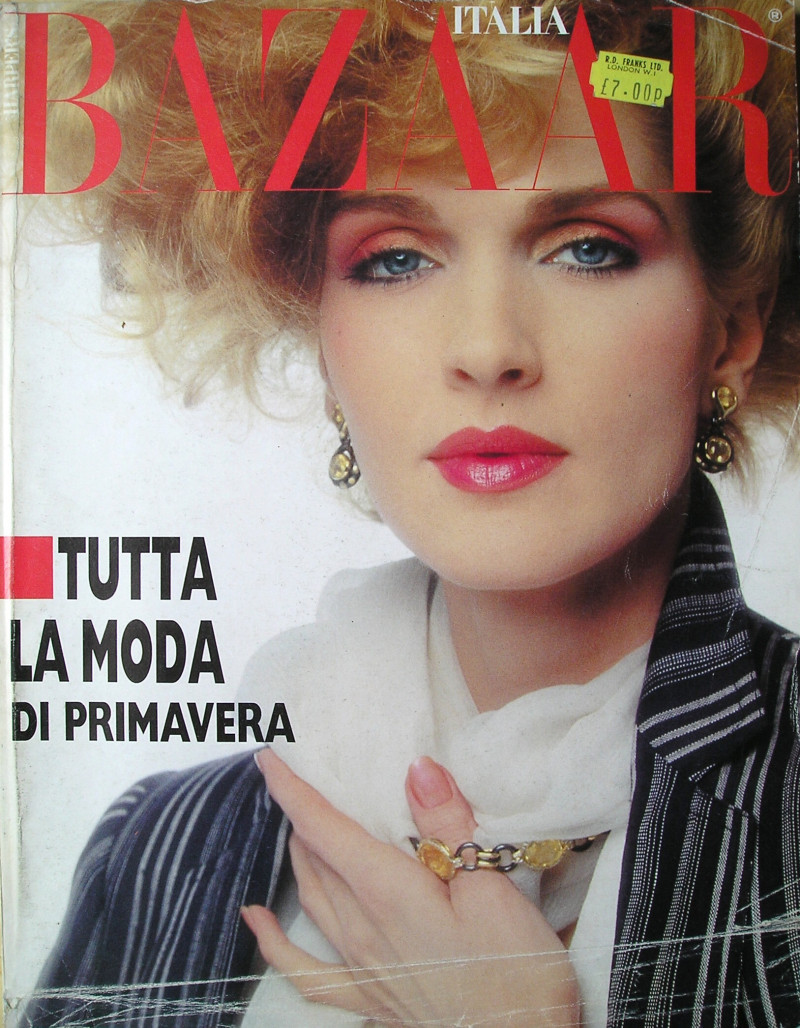 Anette Stai featured on the Harper\'s Bazaar Italy cover from April 1984