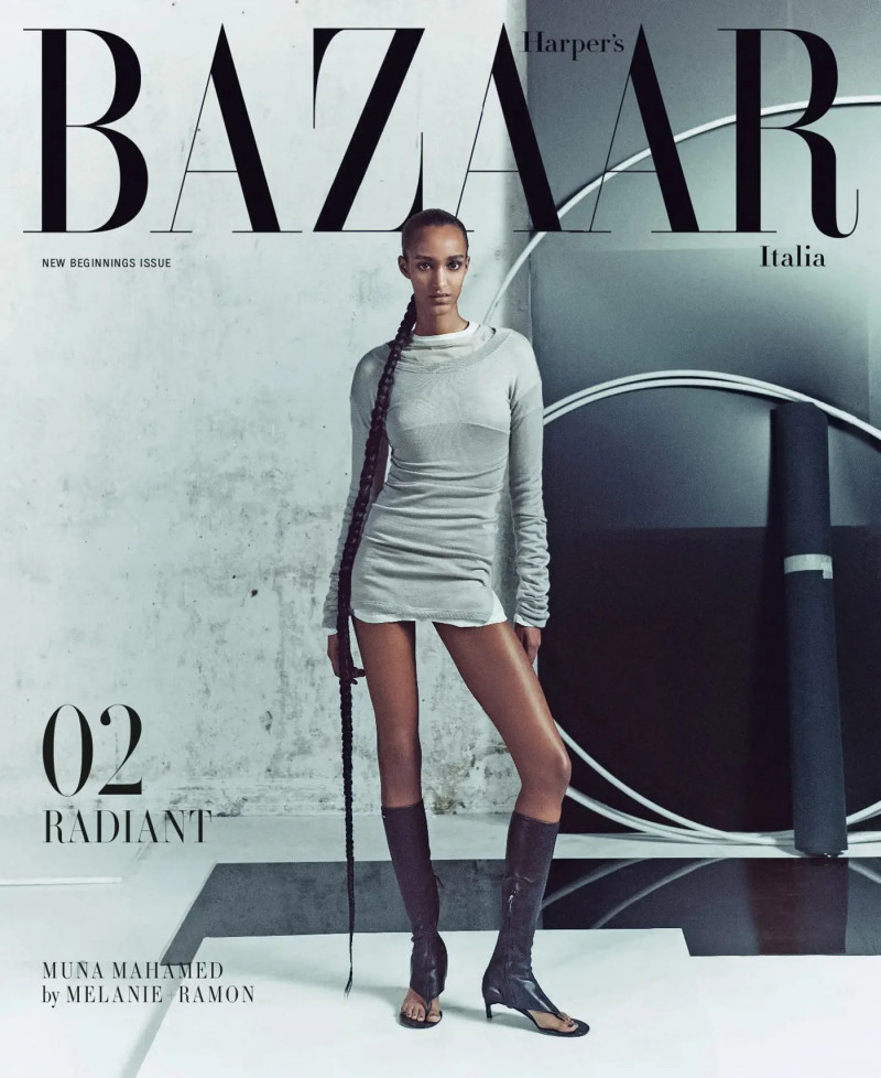 Muna Mahamed featured on the Harper\'s Bazaar Italy cover from February 2023