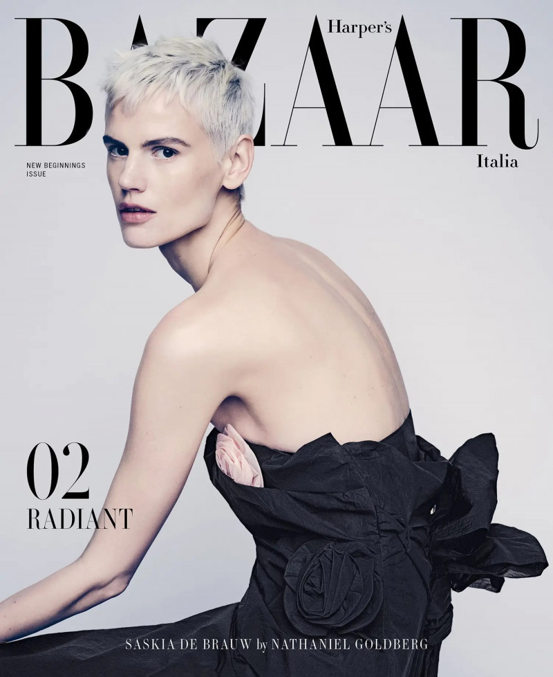 Saskia de Brauw featured on the Harper\'s Bazaar Italy cover from February 2023