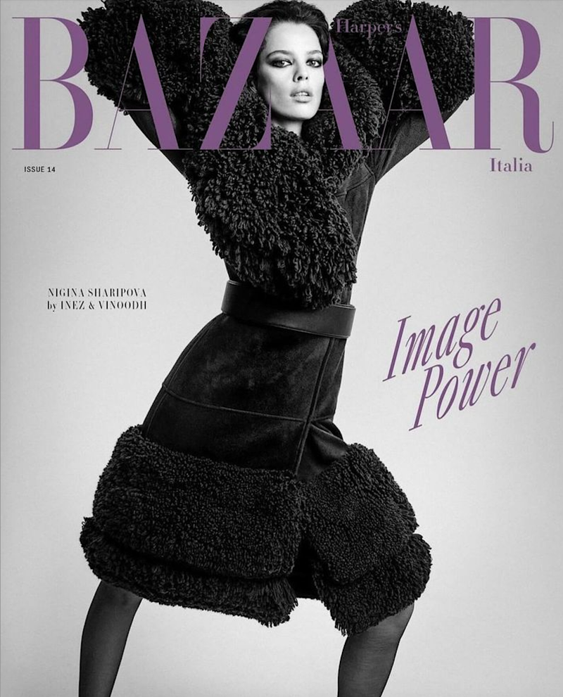 Nigina Sharipova featured on the Harper\'s Bazaar Italy cover from October 2024