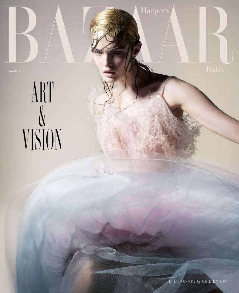 Lulu Tenney featured on the Harper\'s Bazaar Italy cover from April 2025