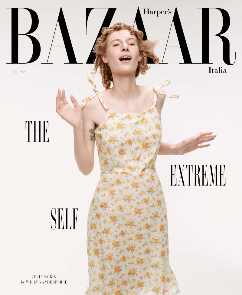 Julia Nobis featured on the Harper\'s Bazaar Italy cover from February 2025