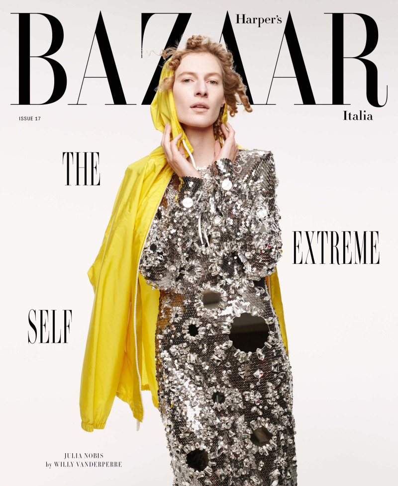 Julia Nobis featured on the Harper\'s Bazaar Italy cover from February 2025