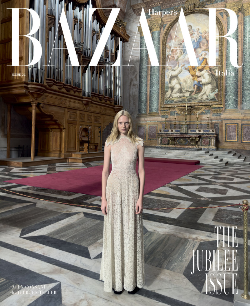 Alex Consani featured on the Harper\'s Bazaar Italy cover from June 2025