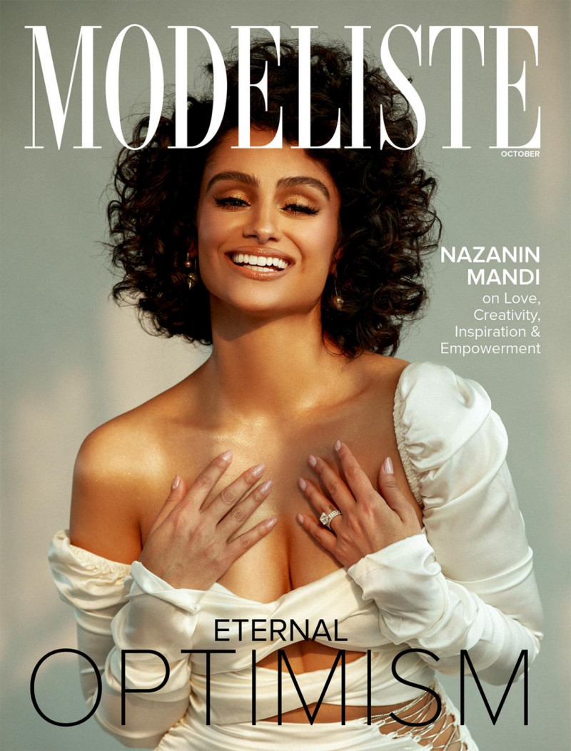Nazanin Mandi featured on the Modeliste cover from October 2020