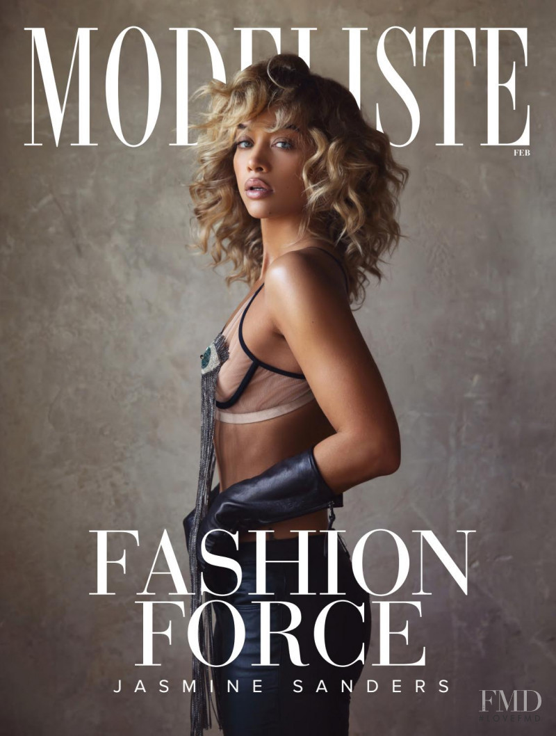 Jasmine Sanders featured on the Modeliste cover from February 2021