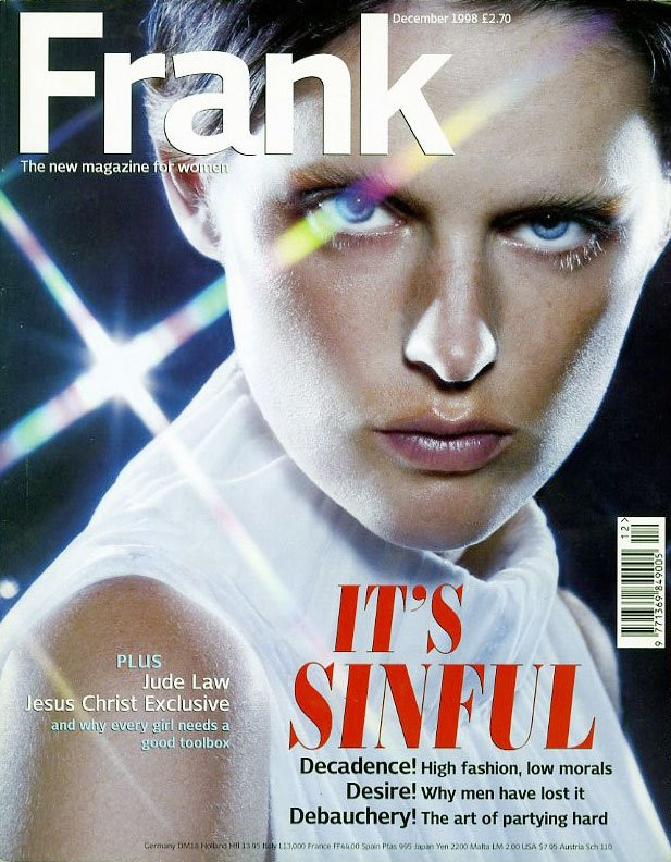 Stella Tennant featured on the Frank cover from December 1998