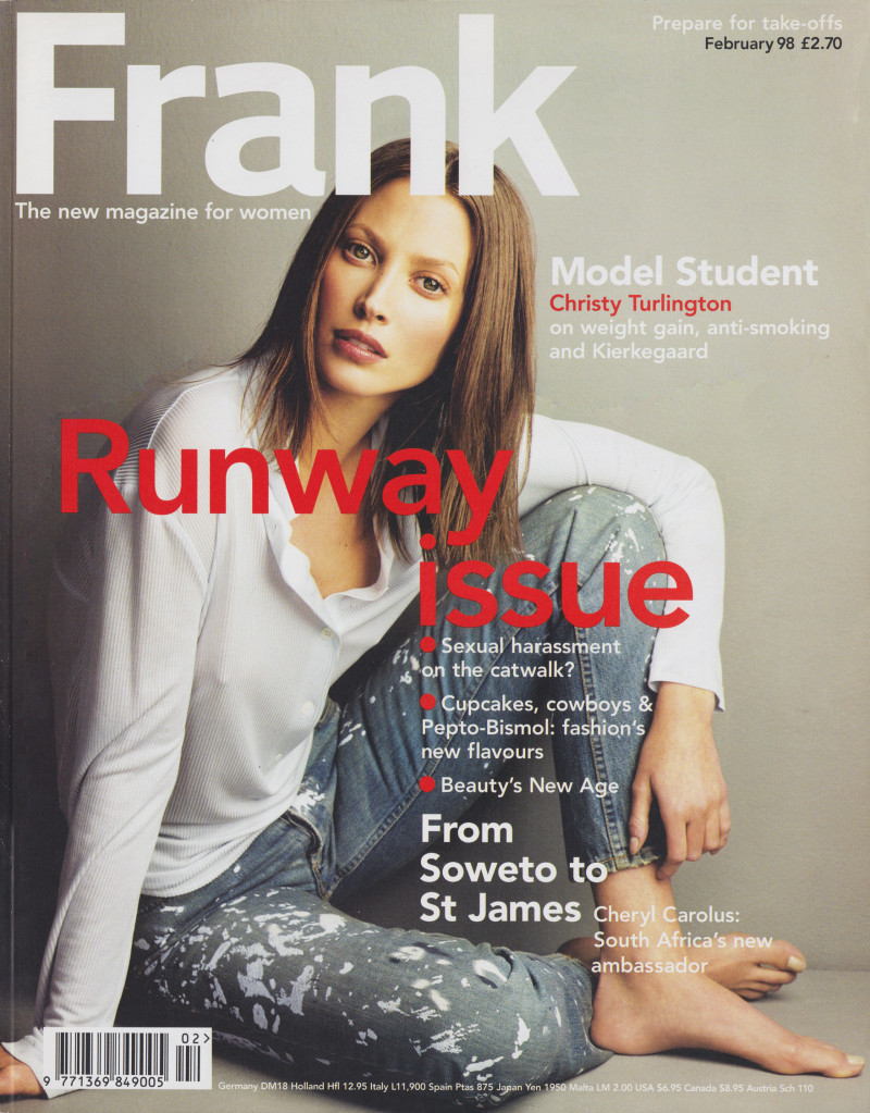 Christy Turlington featured on the Frank cover from February 1998