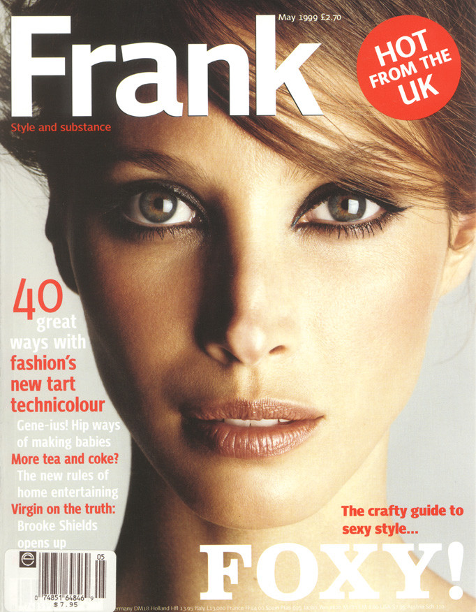 Christy Turlington featured on the Frank cover from May 1999