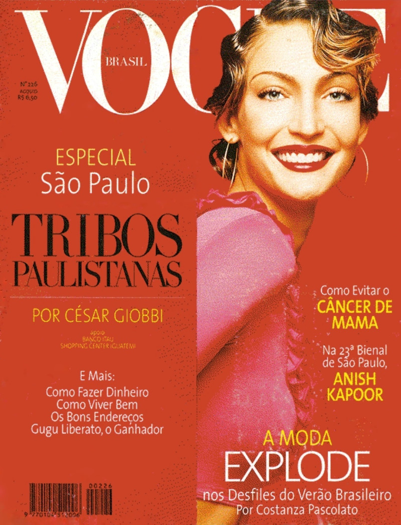 Silvia Pintor featured on the Vogue Brazil cover from August 1996