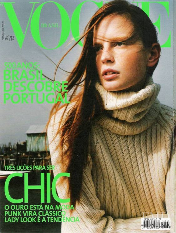 Sarah Schulze featured on the Vogue Brazil cover from April 2000