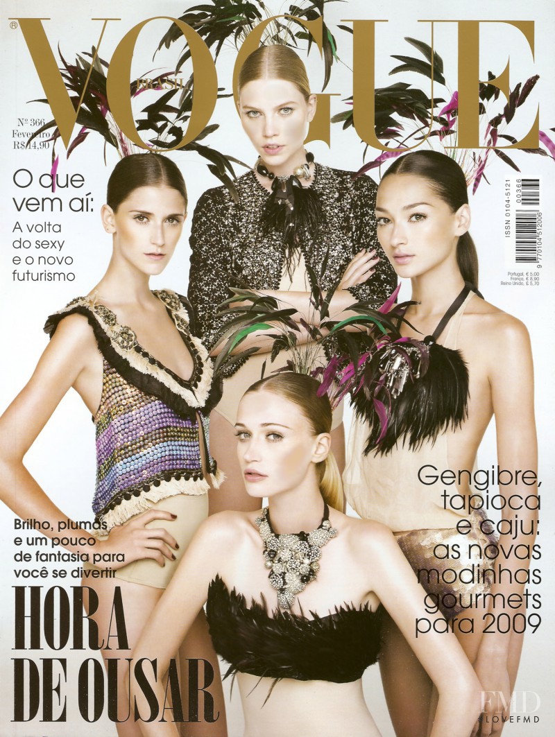 Aline Weber, Daiane Conterato, Viviane Orth featured on the Vogue Brazil cover from February 2009