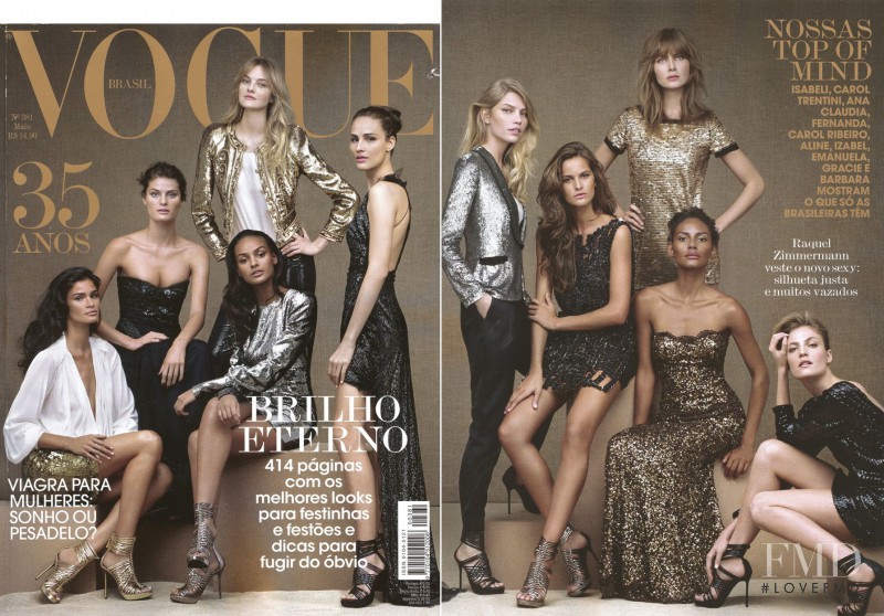 Fernanda Tavares, Ana Claudia Michels, Isabeli Fontana, Caroline Ribeiro, Caroline Trentini, Izabel Goulart, Aline Weber, Barbara Berger, Emanuela de Paula, Gracie Carvalho featured on the Vogue Brazil cover from May 2010