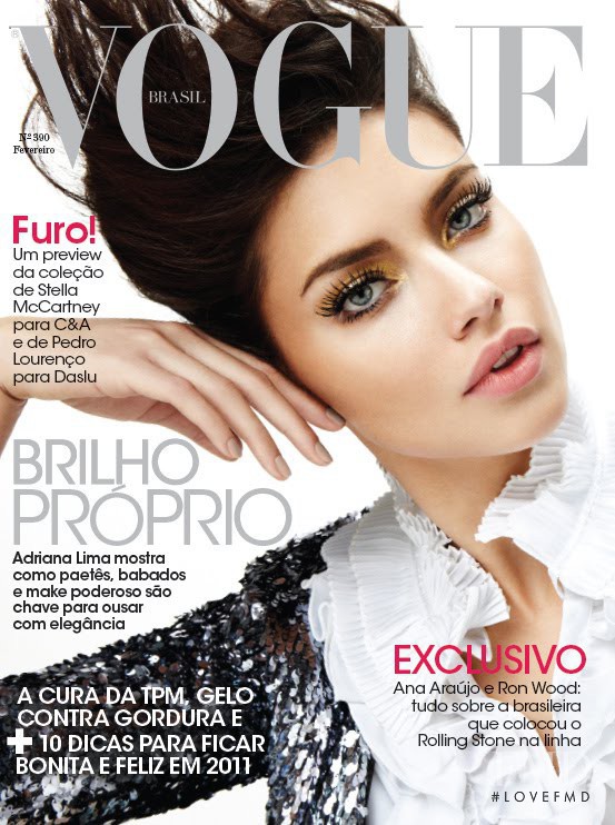 Adriana Lima featured on the Vogue Brazil cover from February 2011