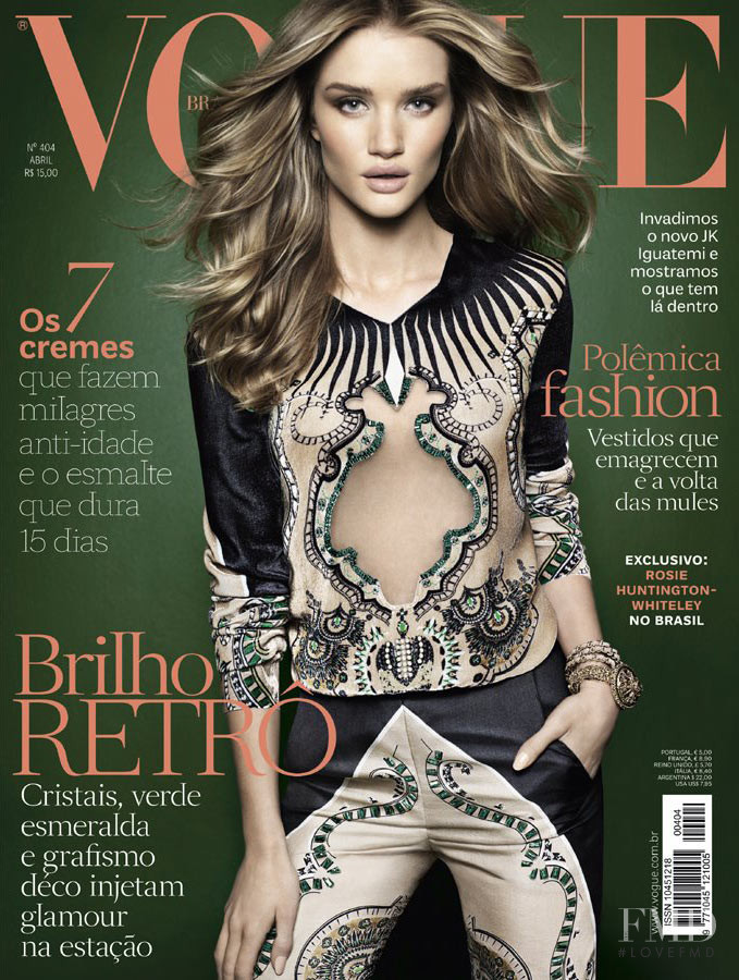 Rosie Huntington-Whiteley featured on the Vogue Brazil cover from April 2012