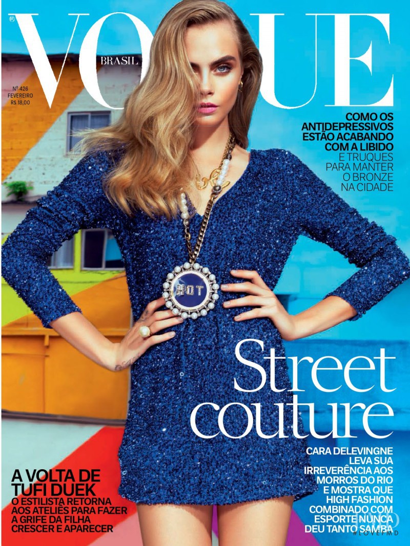 Cara Delevingne featured on the Vogue Brazil cover from February 2014