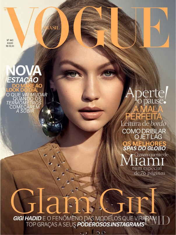 Gigi Hadid featured on the Vogue Brazil cover from July 2015