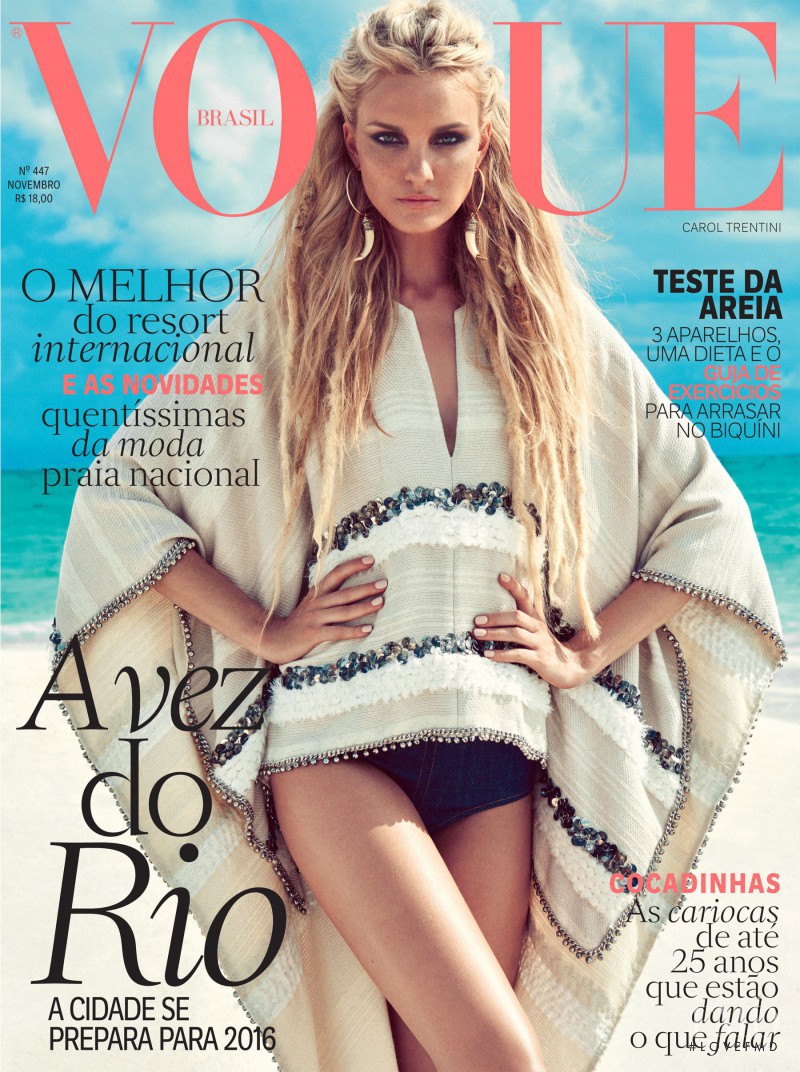 Caroline Trentini featured on the Vogue Brazil cover from November 2015