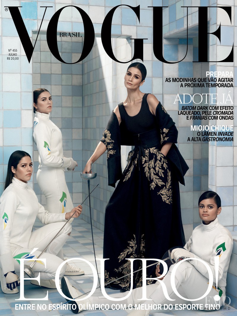 Caroline Ribeiro featured on the Vogue Brazil cover from July 2016