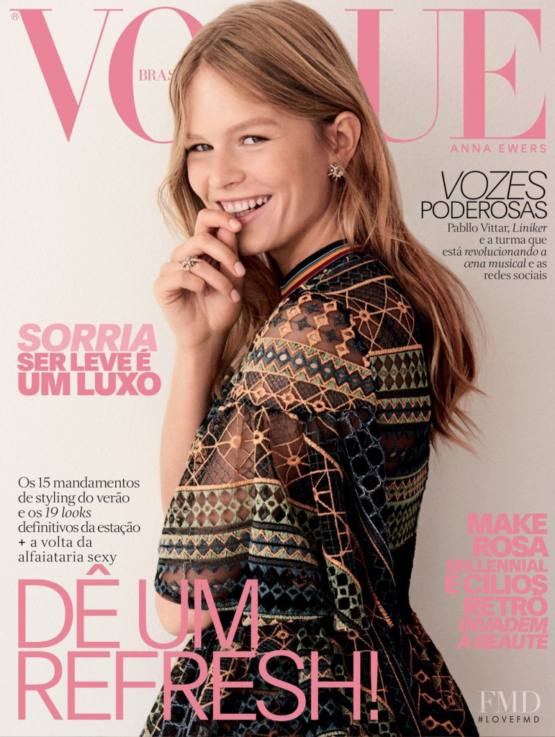 Anna Ewers featured on the Vogue Brazil cover from August 2017