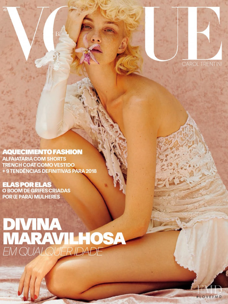 Caroline Trentini featured on the Vogue Brazil cover from February 2018