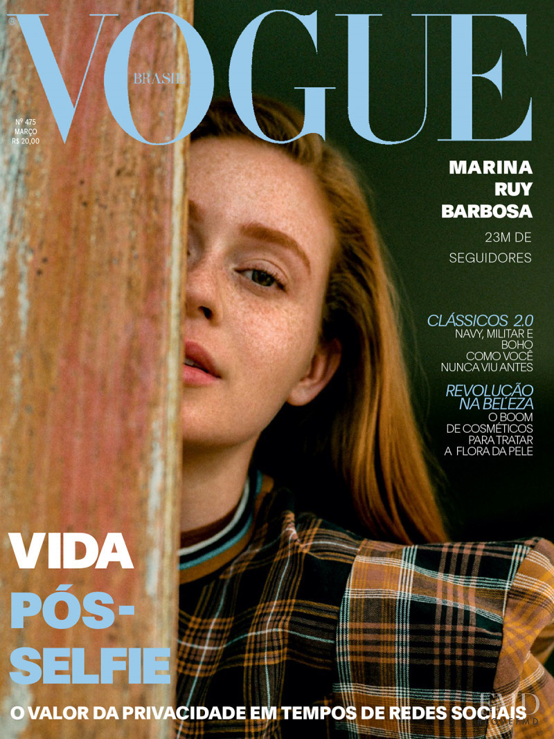 Marina Ruy Barbosa featured on the Vogue Brazil cover from March 2018