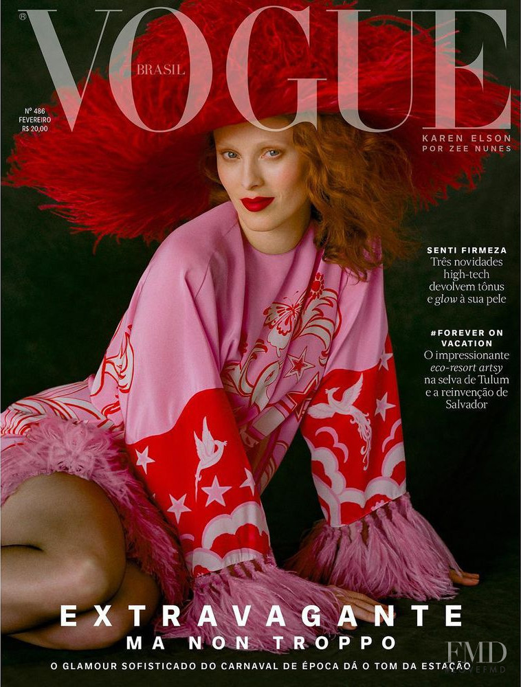 Karen Elson featured on the Vogue Brazil cover from February 2019