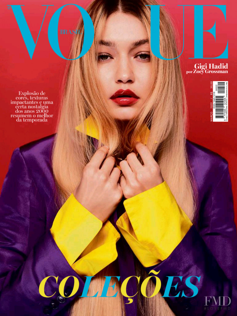 Gigi Hadid featured on the Vogue Brazil cover from March 2022
