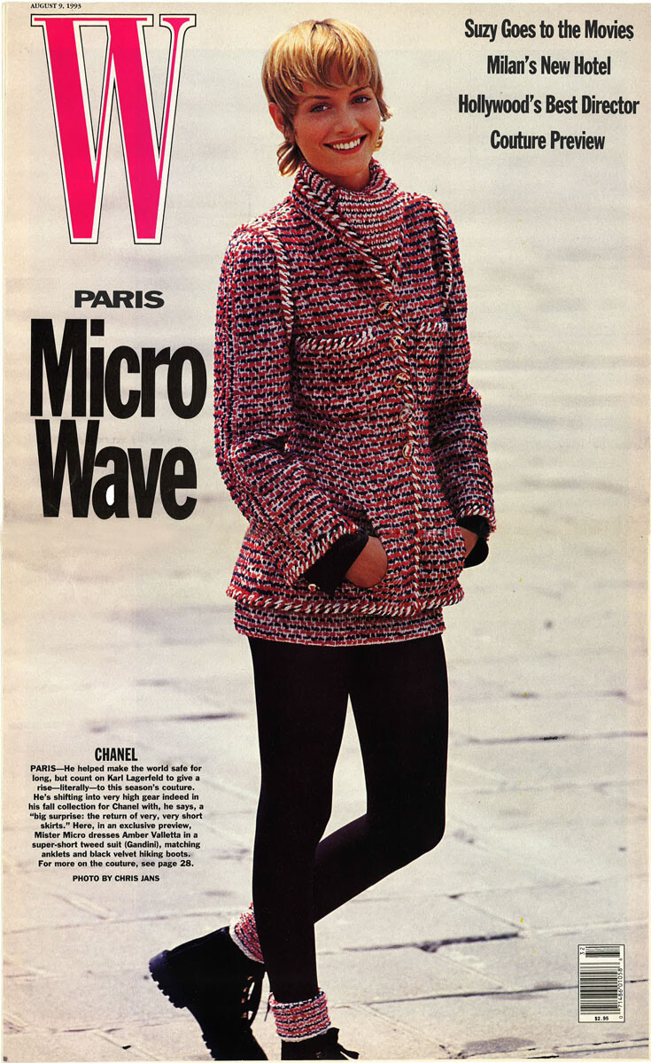 Amber Valletta featured on the W cover from August 1993