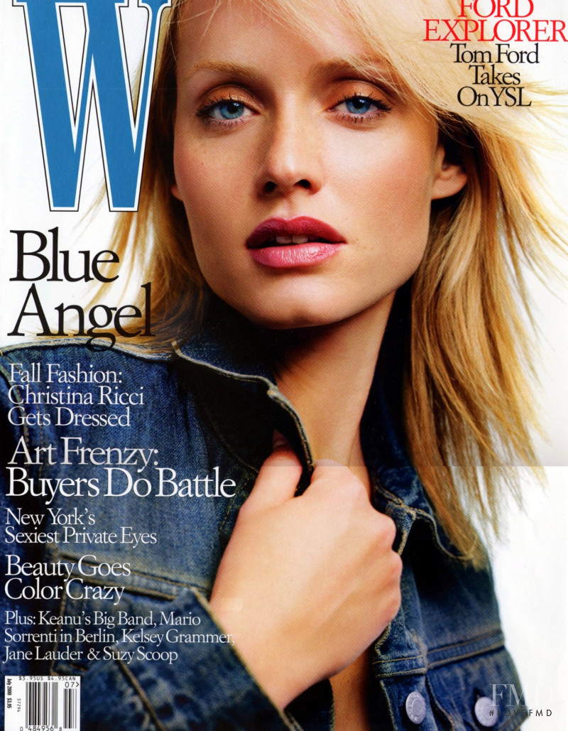Amber Valletta featured on the W cover from July 2000