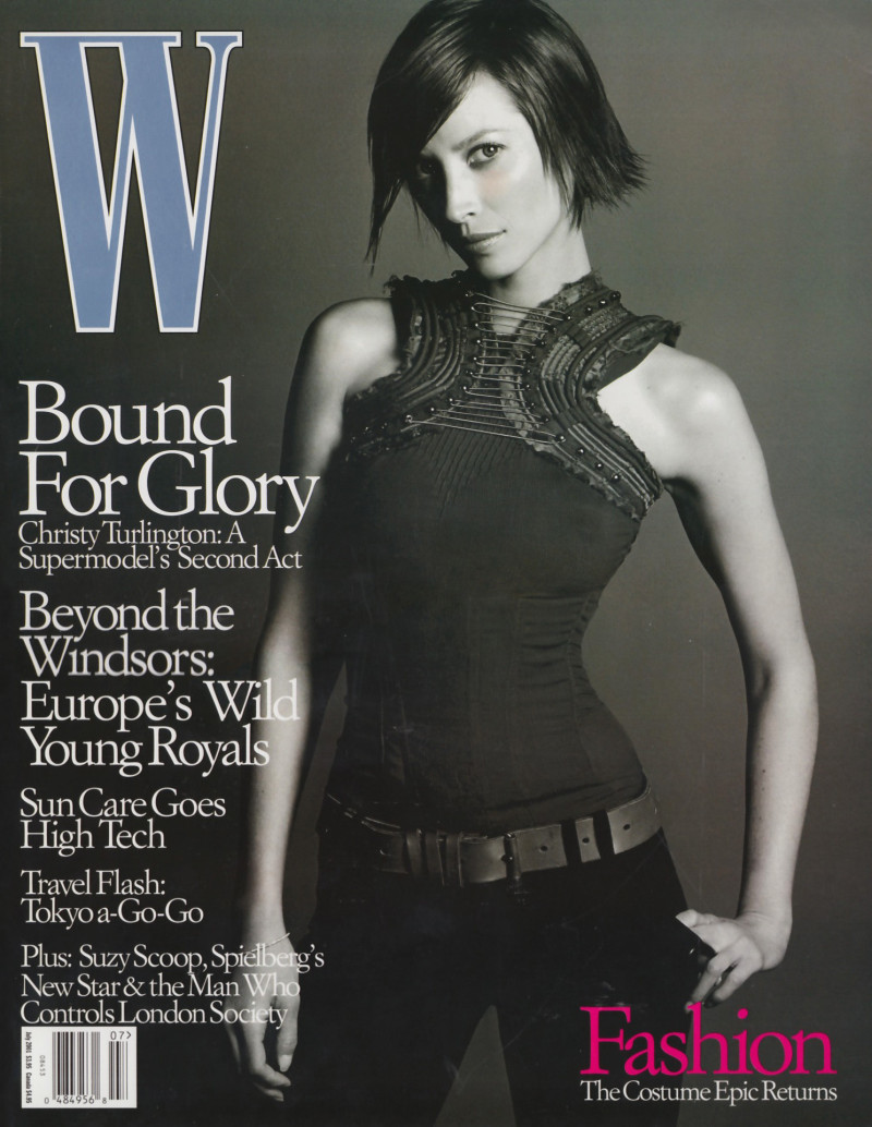 Christy Turlington featured on the W cover from July 2001