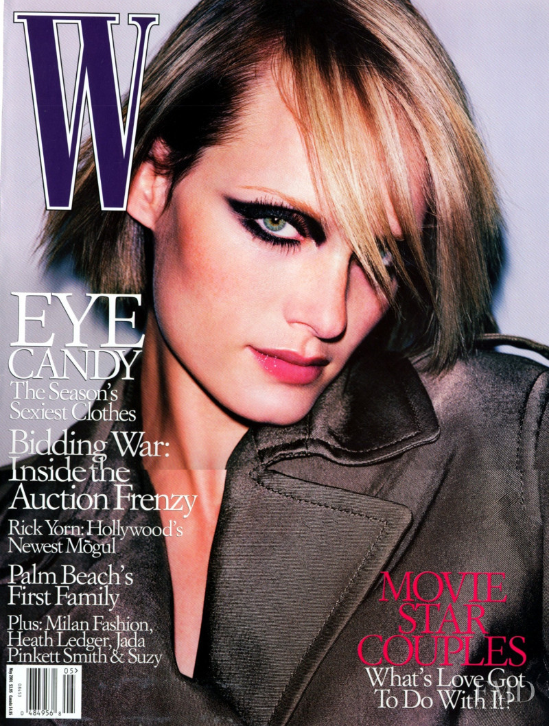 Amber Valletta featured on the W cover from May 2001