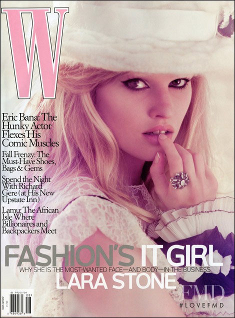 Lara Stone featured on the W cover from August 2009