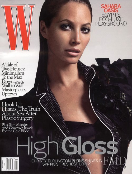 Christy Turlington featured on the W cover from January 2009