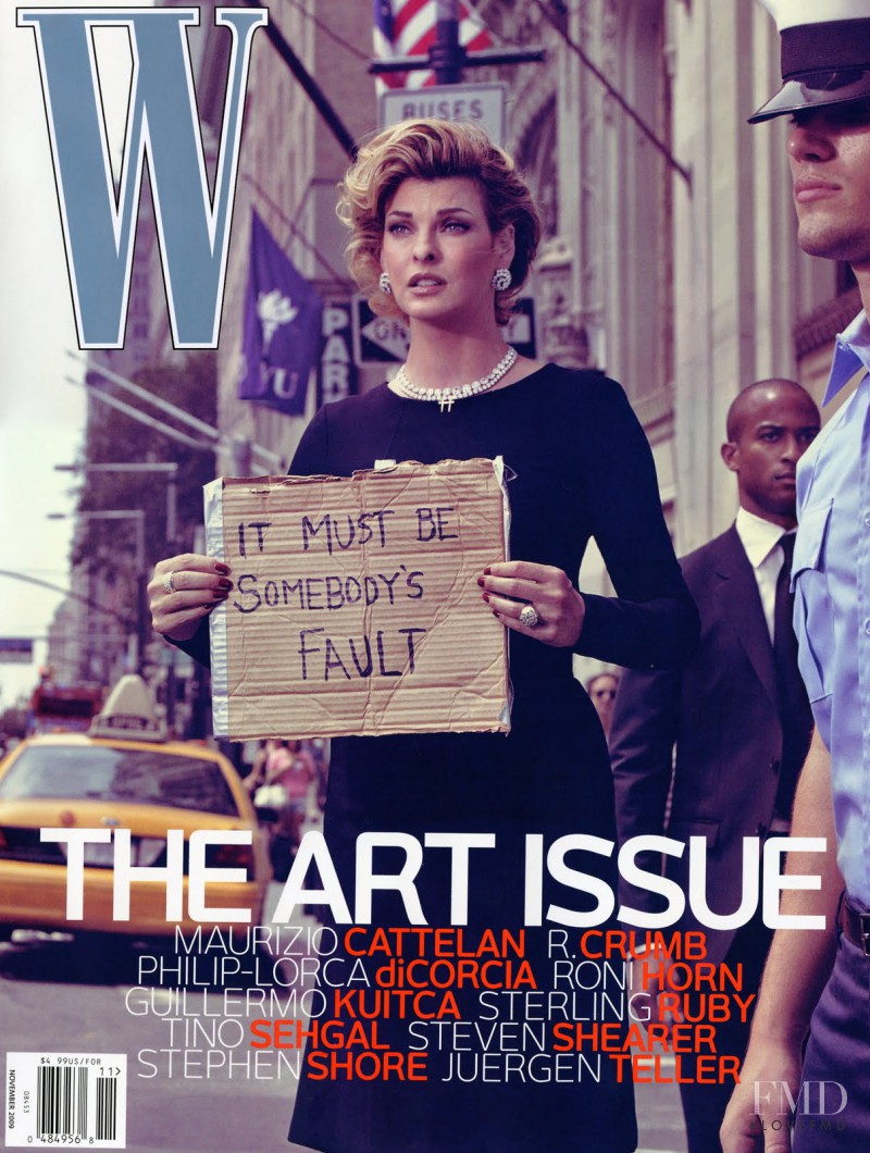 Linda Evangelista featured on the W cover from November 2009