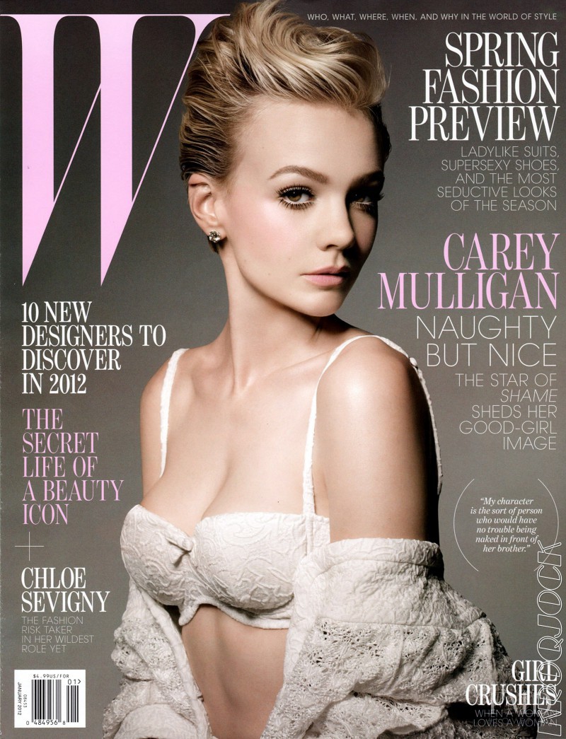 Carey Mulligan featured on the W cover from January 2012