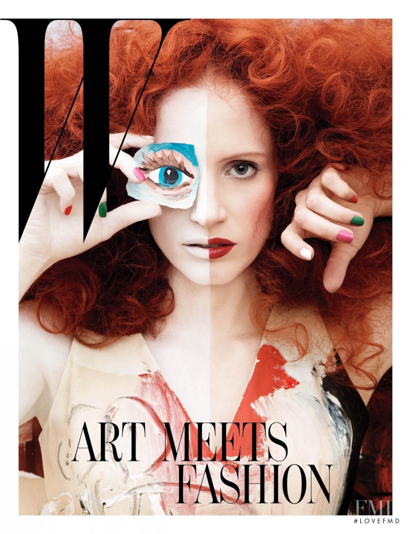 Jessica Chastain featured on the W cover from January 2013