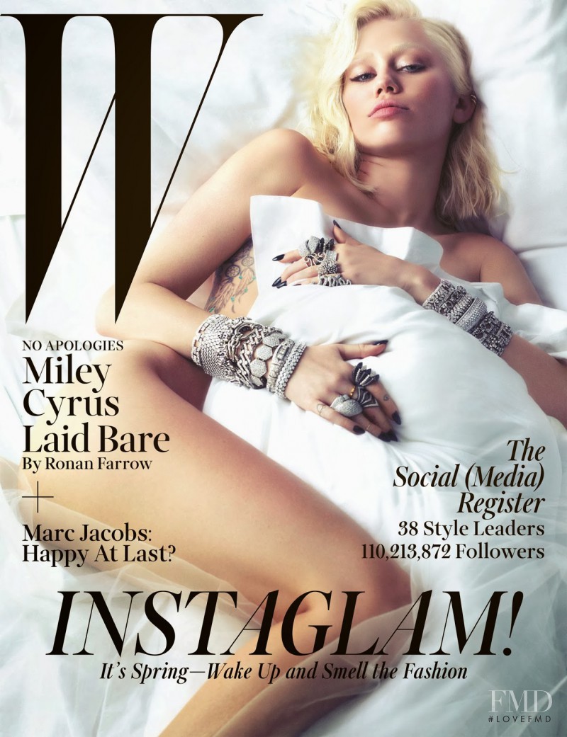 Miley Cyrus featured on the W cover from March 2014