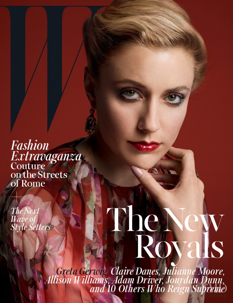 Greta Gerwig featured on the W cover from October 2015