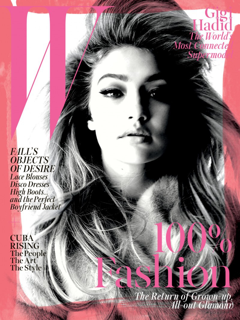 Gigi Hadid featured on the W cover from September 2015