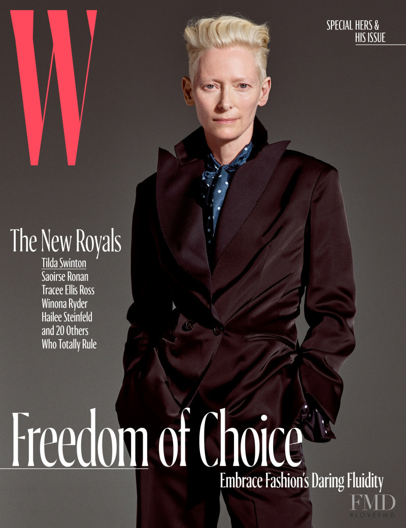 Tilda Swinton featured on the W cover from October 2017